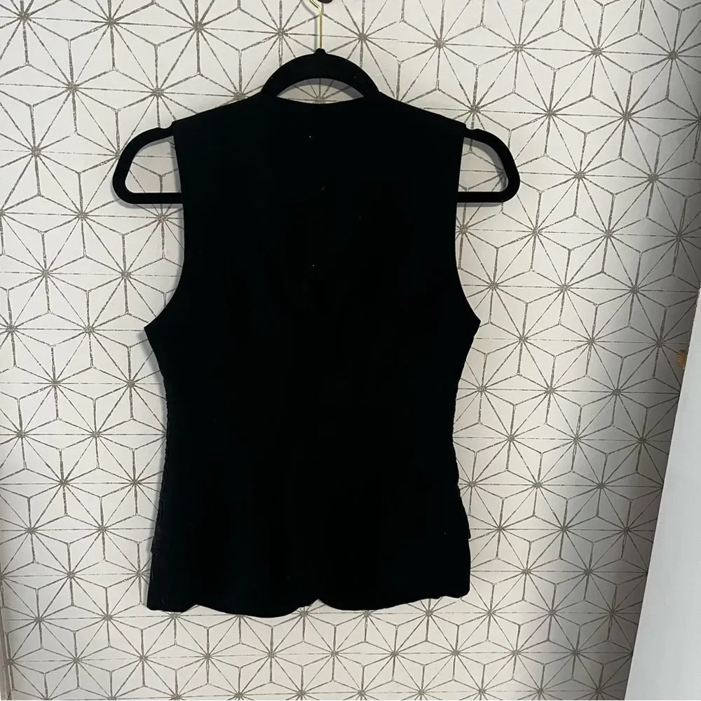 Vintage Lace Long Vest Black